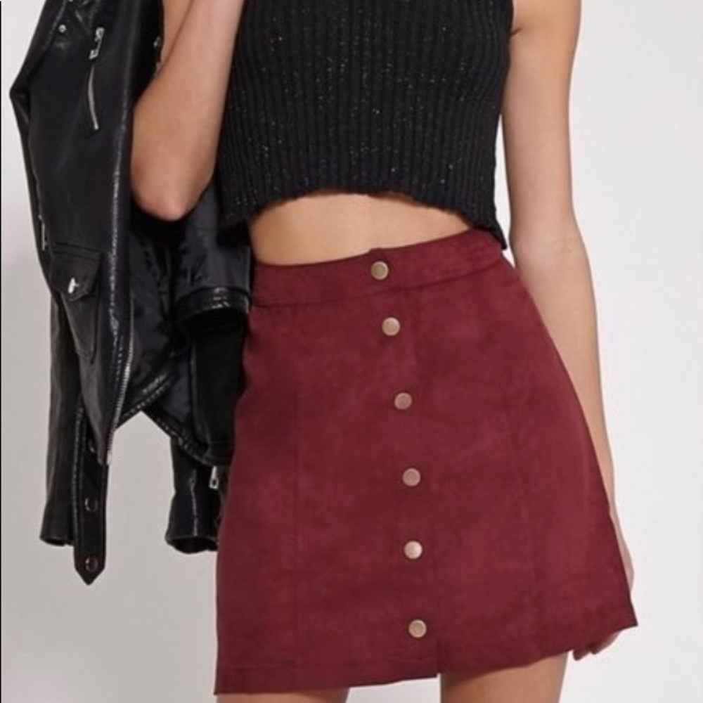 Abercrombie & Fitch Faux Suede Button Down Skirt